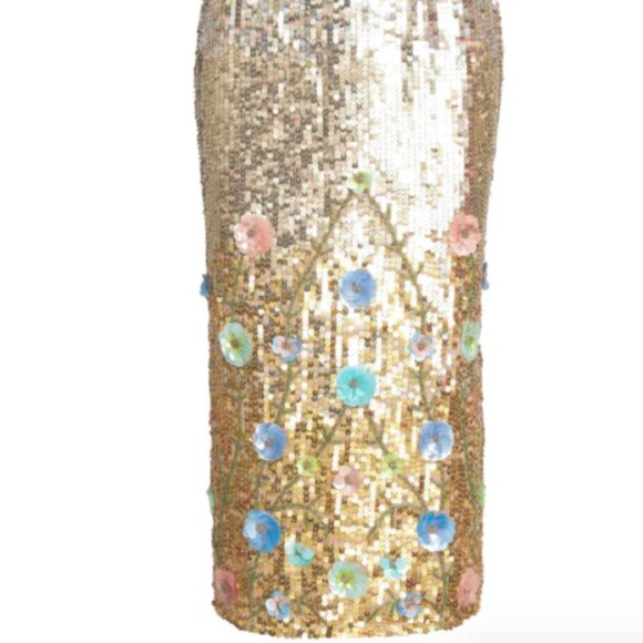 MAC DUGGAL 10691 HIGH NECK FLORAL 3D ACCENTS SILVER MULTI DRESS sz 8 - Picture 4 of 7